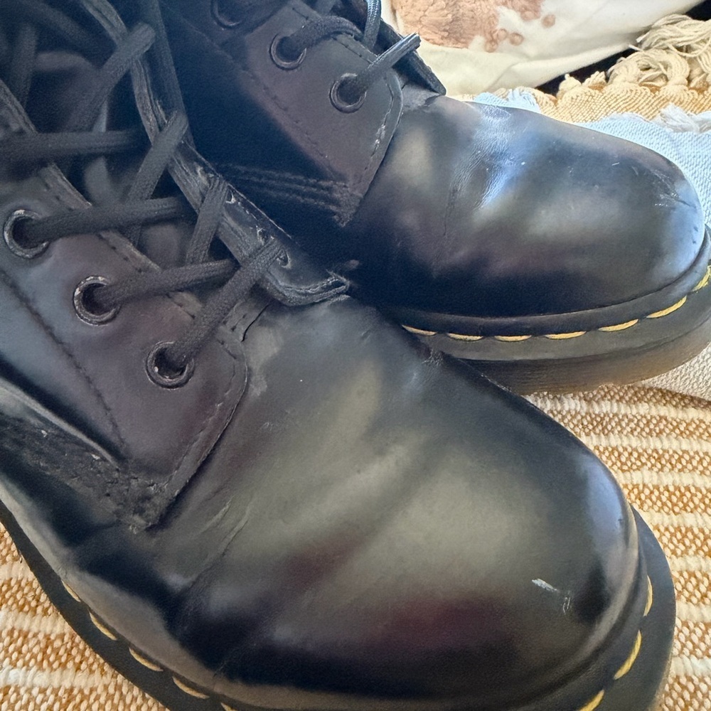 Dr. Martens Black Leather Lace-Up Shoes with Yellow Insole - Picture 8 of 10